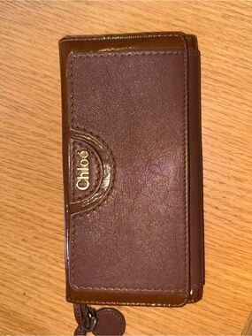 Coach Brown Leather Wallet with Logo Disc